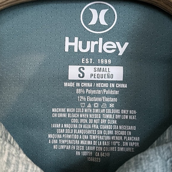 Hurley Men's Polo Shirt Heather Green Size Small Short‎ Sleeve Golf Shirt - Picture 5 of 5